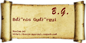 Bónis Györgyi névjegykártya